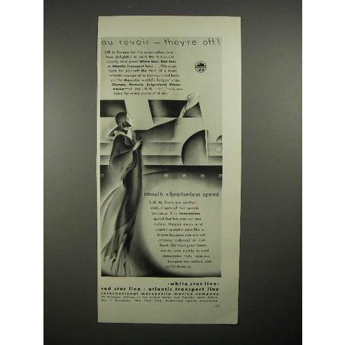 1930 I.M.M. White Star, Red Star Liner Ad - Au Revoir