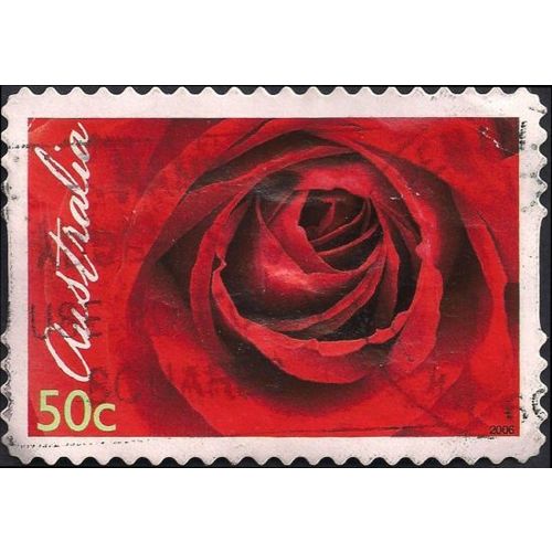 AUSTRALIA, FLOWERS, Red Rose, red 2006, 50c