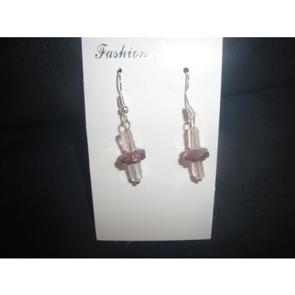 One off small graceful fire polished clear columns with ab flower petal earrings