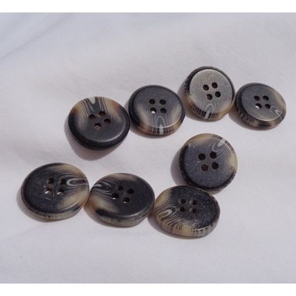 HHH Black Marble Square Indented Buttons 8 Pieces 20mm 3/4 inch