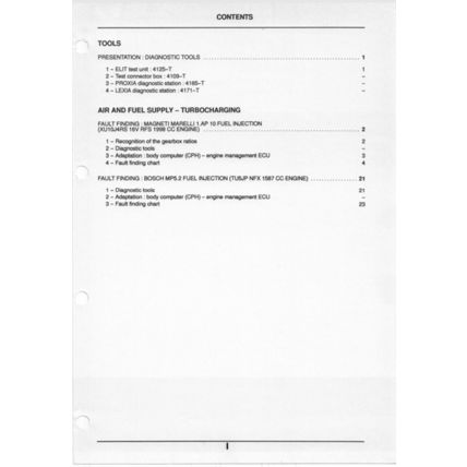 Citroen Xsara Diagnosis Service Manual Injection 1998 BRE0389GB PDF
