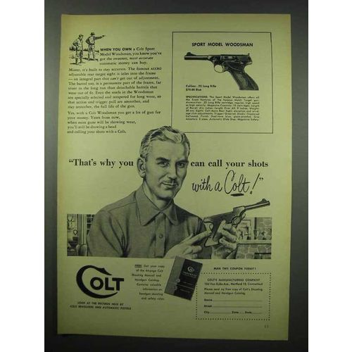 1954 Colt Sport Model Woodsman Pistol Ad - Call Your Shots