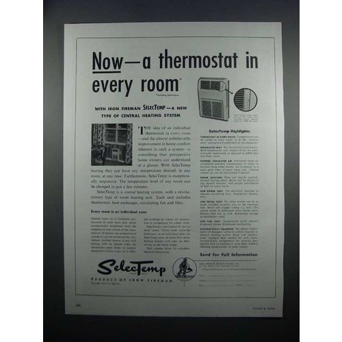 1954 Iron Fireman SelecTemp Central Heating System Ad