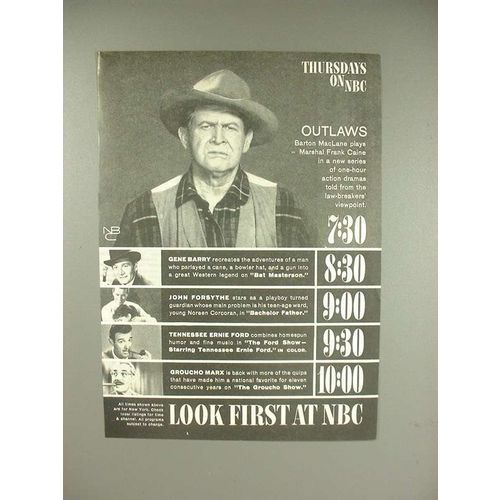 1960 NBC TV Ad - Barton MacLane, Groucho Marx, +