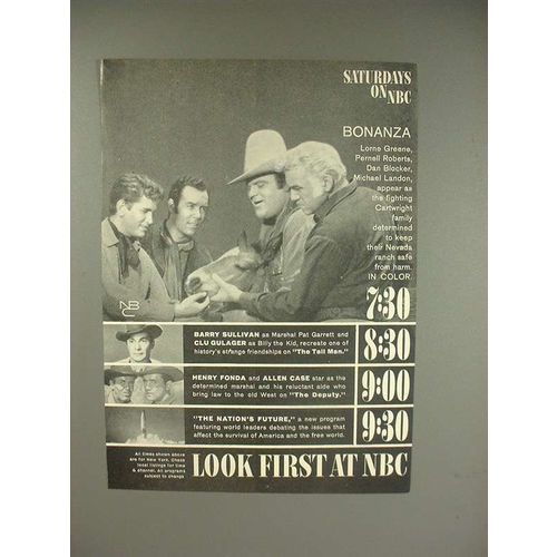 1960 NBC TV Ad - Lorne Greene, Michael Landon +