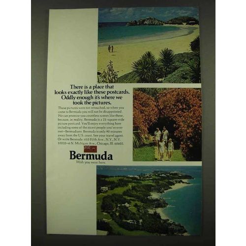 1973 Bermuda Tourism Ad - Looks Like Postcards