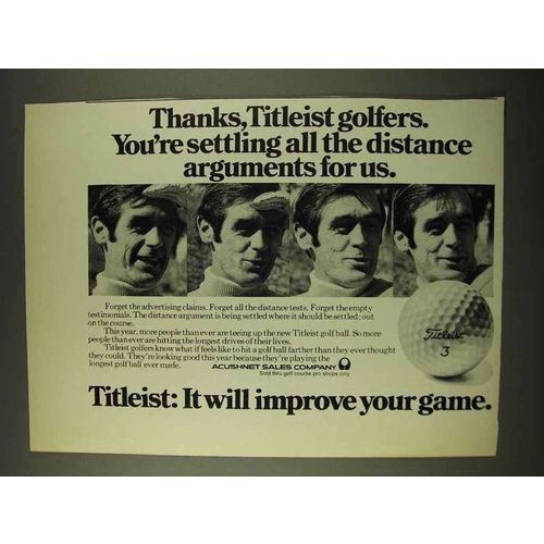 1973 Acushnet Titleist Golf Ball Ad - Thanks!