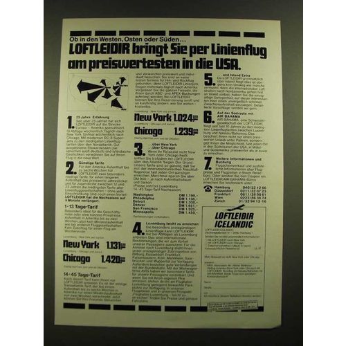 1977 Loftleibir Icelandic Airline Ad - in German