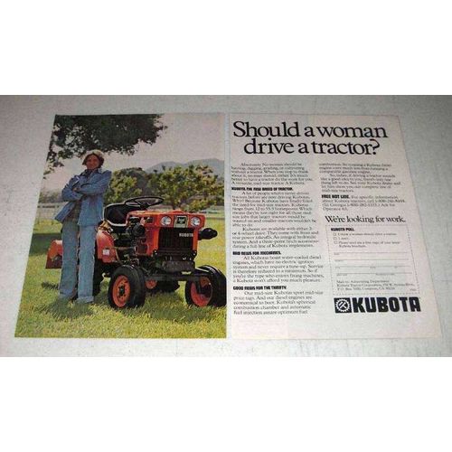 1979 Kubota Tractor Ad - Should a Woman Drive?