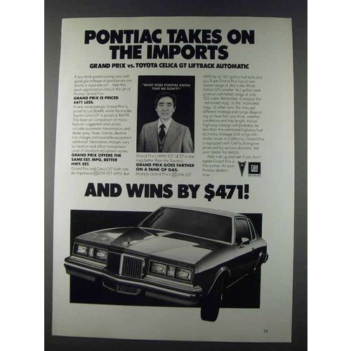 1980 Pontiac Grand Prix Ad - Vs. Toyota Celica