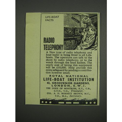 1949 Royal National Life-Boat Institution Ad - Radio Telephony