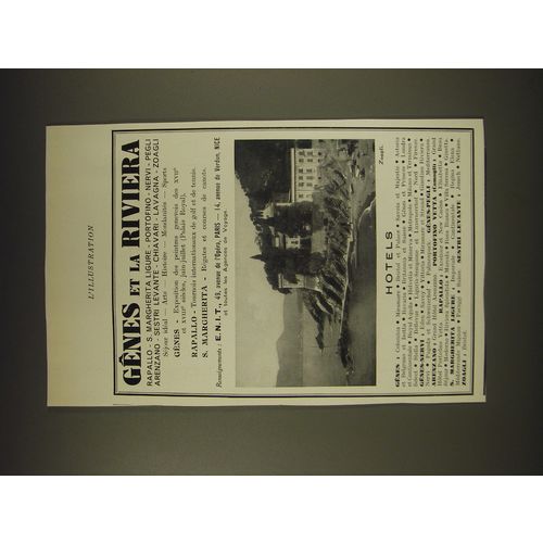 1938 Genes et la Riviera Ad - in French - Genes et la riviera