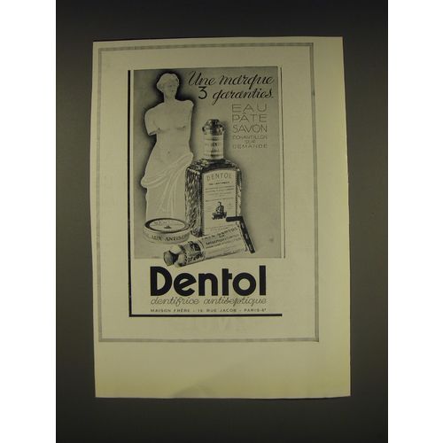 1938 Dentol Toothpaste Ad - In French - Une marque 3 garanties