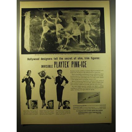 1950 Playtex Pink-Ice Girdle Ad - Oleg Cassini, Howard Greer and Irene