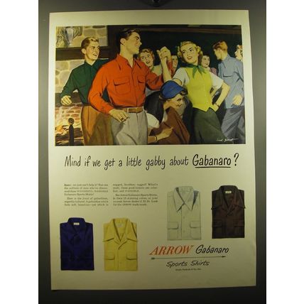 1950 Arrow Gabanaro Sports Shirts Ad - art by Lionel Gilbert