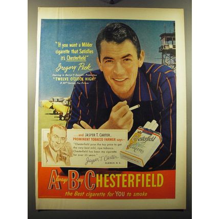 1950 Chesterfield Cigarettes Ad - Gregory Peck