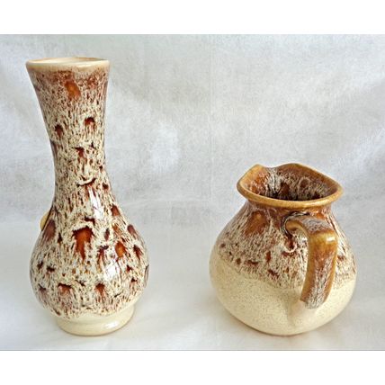Fosters pottery honeycomb stem vase and half pint milk / cream jug