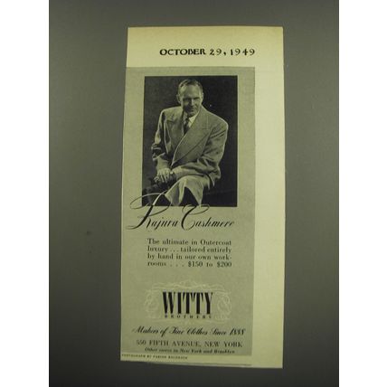 1949 Witty Brothers Outercoat Ad - Rajura Cashmere