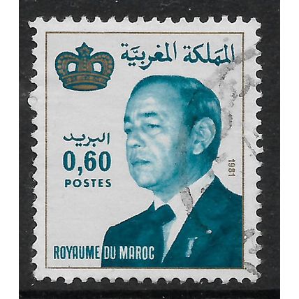 MOROCCO 1981 60F BLUE LILAC & GOLD KING HASSAN II SG 600 FINE USED#