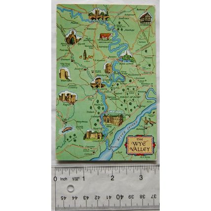 1964 postcard Map of The Wye Valley