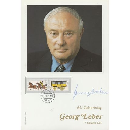 Georg Leber Liver German Trade Union Politician Hand Signed Photo