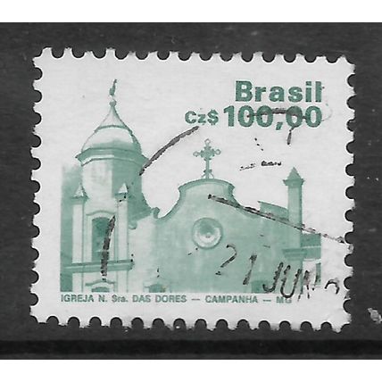 BRAZIL 1986 BUILDINGS 100CZ GREEN CHURCH OF OUR LADY FINE USED#