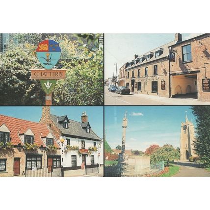Chatteris Cambridge Town Sign High Street George Hotel Postcard