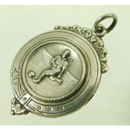 Vintage Solid Silver Watch Chain Fob Medal DHC Football Soccer Pictorial 1925