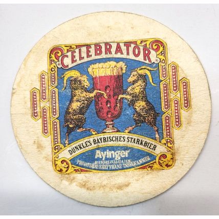 Beer Coaster: Privatbrauerei AYINGER Celebrator Dunkles Starkbier ~ GERMANY Goat
