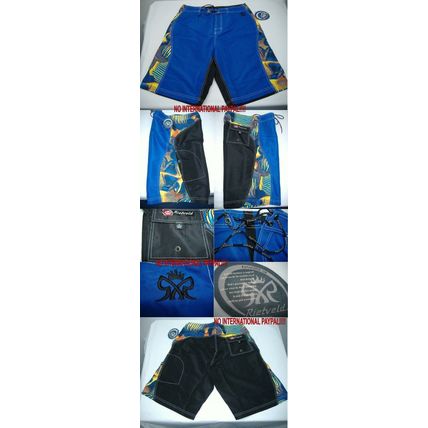 Long Vintage Mens Rare Rick RIETVELD 33 Camo Fish Blue Swim Suit Board Shorts 52
