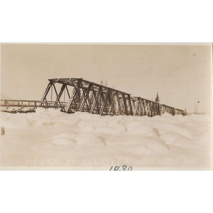 Bulkley River In Disaster Snow BC Canada 1930 Old Rare Postcard