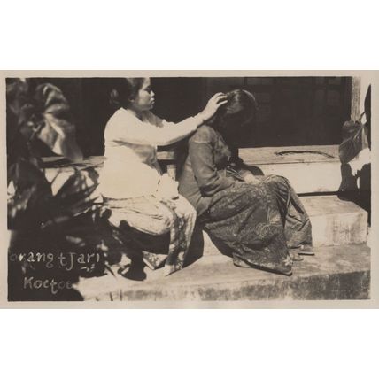 Asian Indian Head Massage Antique Real Photo Postcard