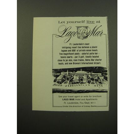1959 Lago Mar Hotel and Apartments Advertisement - Let yourself live at Lago Mar