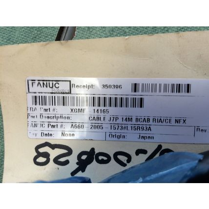 FANUC xgmf-14165,A660-2005-T573 #L15R93A,J7P 14M BCAB RIA CABLE,YZ-6524187C,Ez