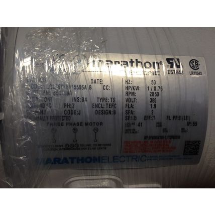 MARATHON ELECTRIC 8517090 THREE PHASE MOTOR,1HP,MARATHON LQL56T28F15506A B,AV