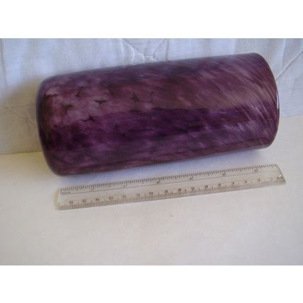 Vintage Mtarfa Purple & White Cylinder Vase Handblown Marble Glass Malta