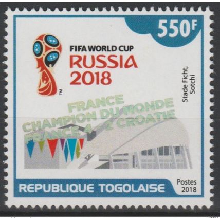Togo 2018 Mi. ? surch (I) "FRANCE CHAMPION" FIFA Coupe du Monde Russie Football