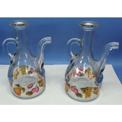 Large CERVE Romana Glass Cruet Oil Vinegar Pitcher Bottle Decanter Fruit Italy