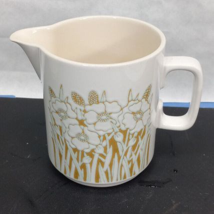 RARE Vintage 1977 Original Fleur Hornsea Gravy Jug White Gold Flowers ENGLAND