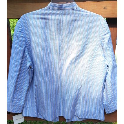 Misses Linen Jacket Covington NWt Y/D Stripe LG Vintage Sears Eyehook Closures