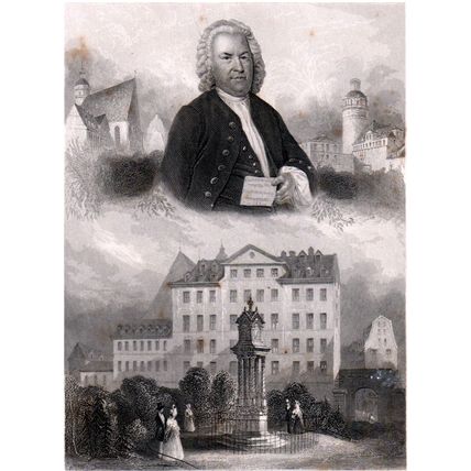 JOHANN SEBASTIAN BACH 1838 Albert Henry Payne - Bibby ANTIQUE ENGRAVING