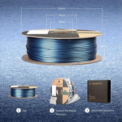 kexcelled PLA Metallic 1.75mm, 3D Printing Filament +/- 0.03mm, Metal Glossy
