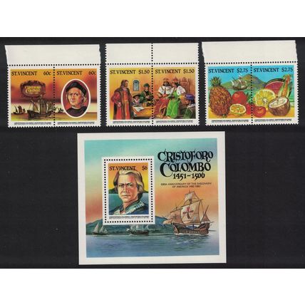 St. Vincent Discovery of America by Columbus 6v+MS 1992 MNH SG#952-MS958
