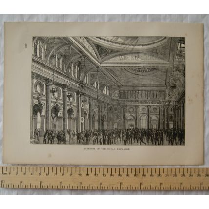 intage engraving Interior of the Royal Exchange