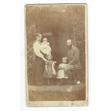 Victorian cdv photo couple & three infants unstated photographer