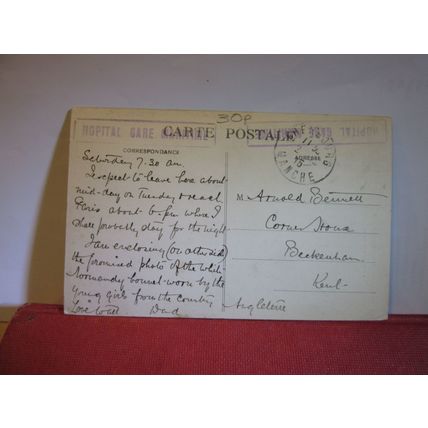 GIRL IN NORMANDIE STYLE DRESS, FRANCE used antique postcard 1915 pm =