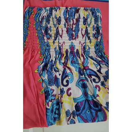 Strappless Elastic Blue Pink White Multi Statement Print Tunic Dress M 12 UK