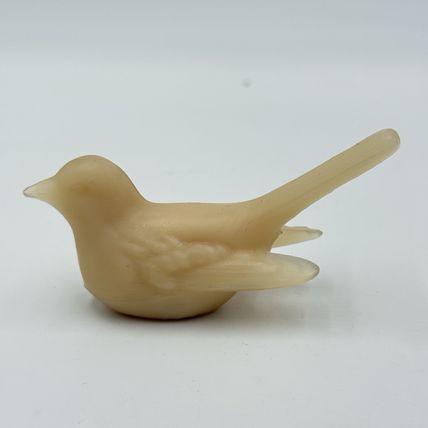 Westmoreland Art Glass Frosted Beige Bird Figurine 1.5”x3” Vintage America