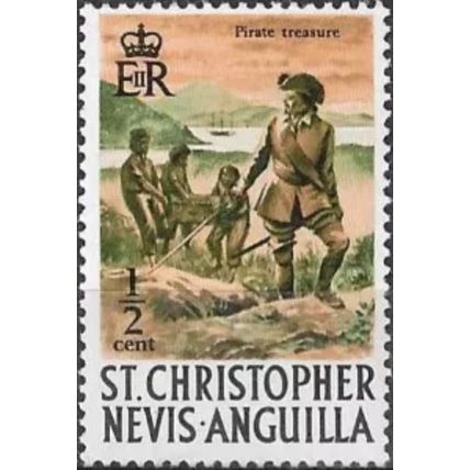 St Kitts Nevis QEII 1970 ½c Pirates & Treasure Mounted Mint MM SG 206 Stamp
