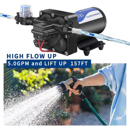 12V DC RV Water Pump Water Pressure Booster Pump for Home 5.0GPM 70PSI Marine Bo